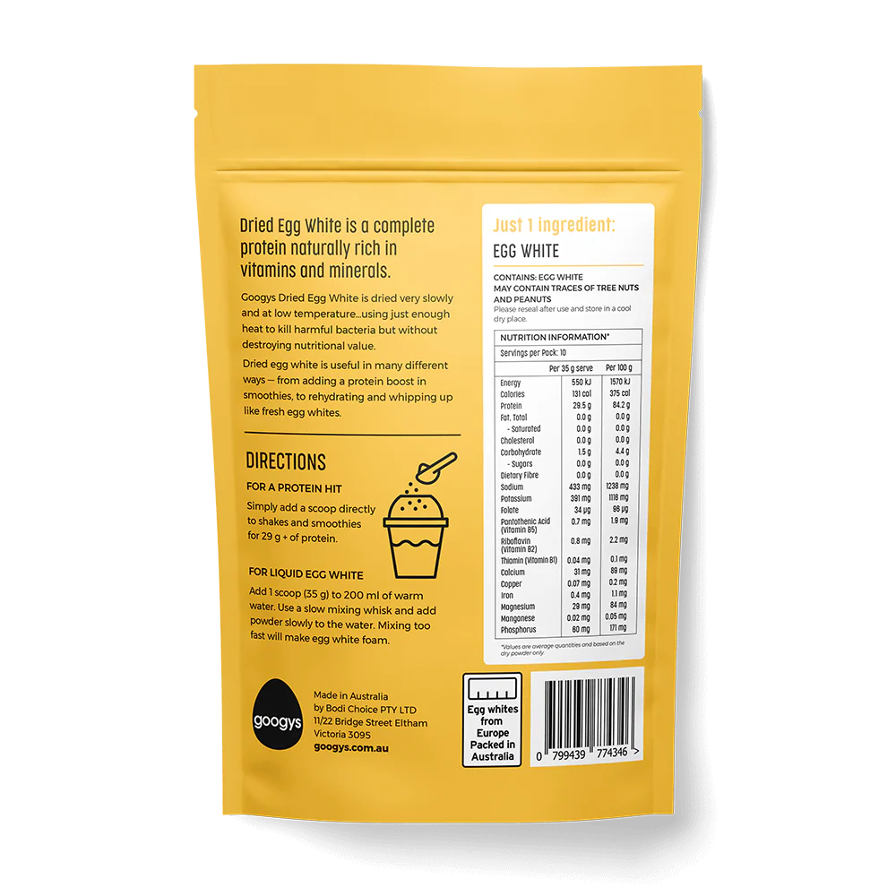 Googys Good & Simple Pure Egg Whites 350g Or 1Kg, A Complete Protein & FODMAP Friendly - Image 3