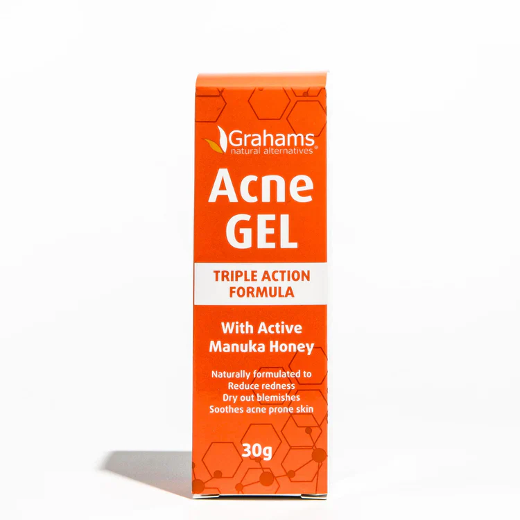 Grahams Natural Acne Gel With Active Manuka Honey 30g, Triple Action Formula