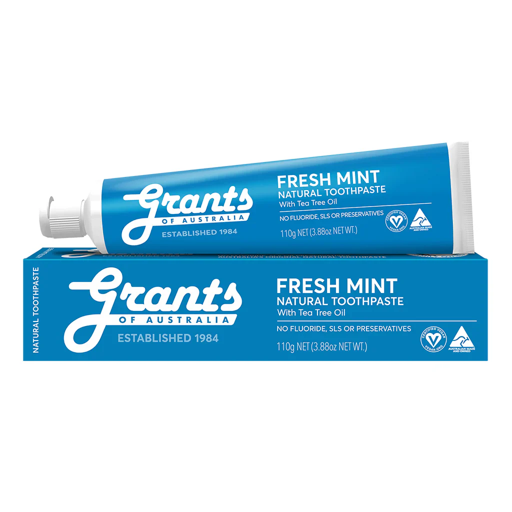 Grants Natural Toothpaste 110g, Fresh Mint With Tea Tree Oil;  Fluoride Free