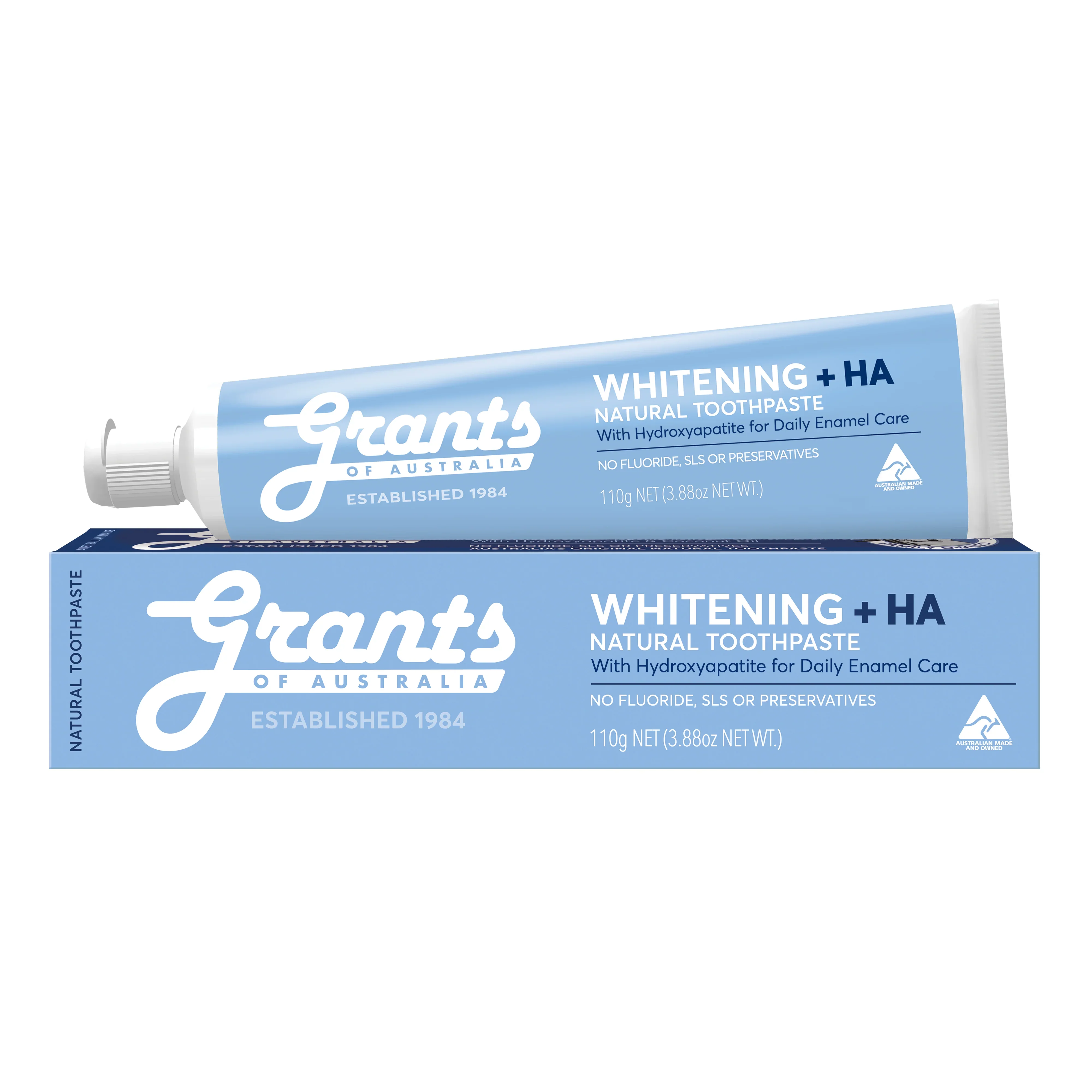 Grants Natural Toothpaste 110g, Whitening +Hydroxyapatite; Fluoride Free