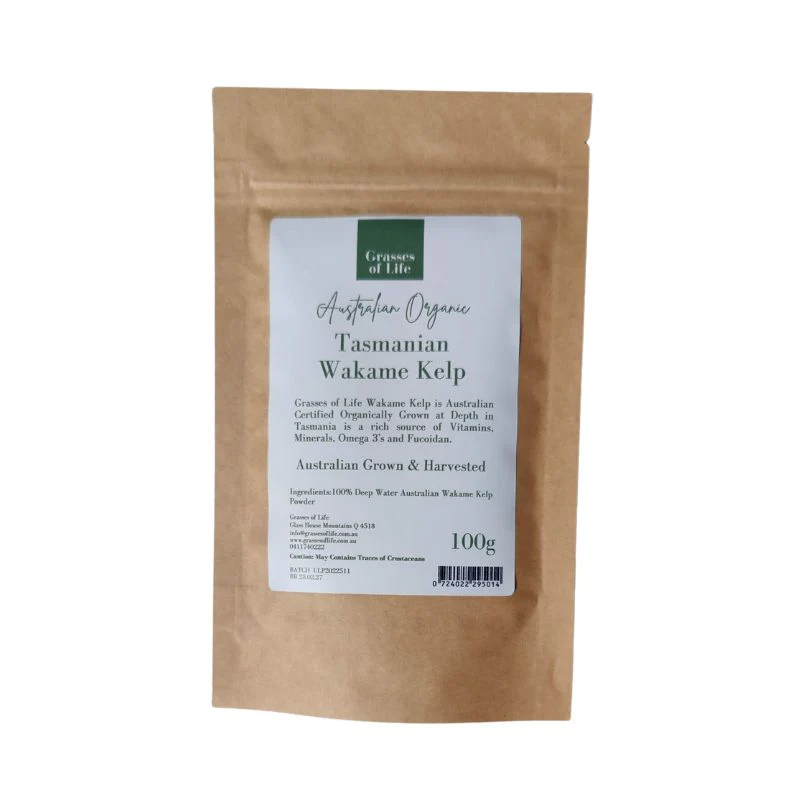 Grasses of Life Organic Australian Wakame Kelp Powder 100g, Ocean Mineral Vitality