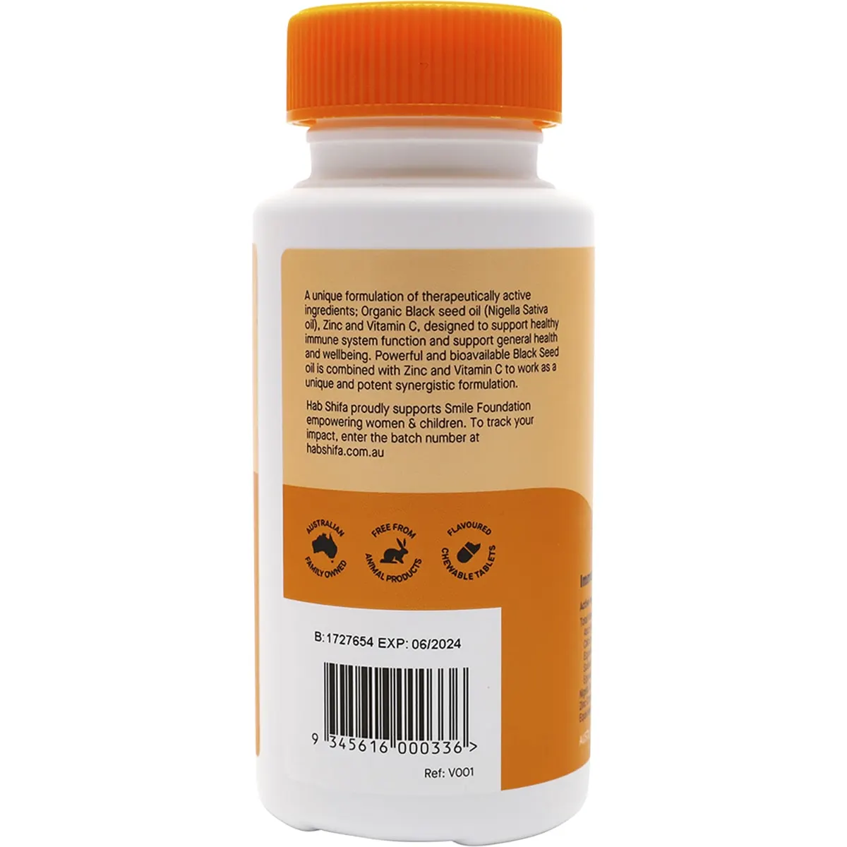 Hab Shifa Immune Q Junior 60 Chewable Tablets, Orange Flavour - Image 2