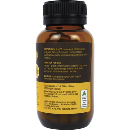 Hab Shifa JoinTQ+ Organic Black Seed Oil With Glucosamine & Curcumin 60 VegeCapsules, - Image 3