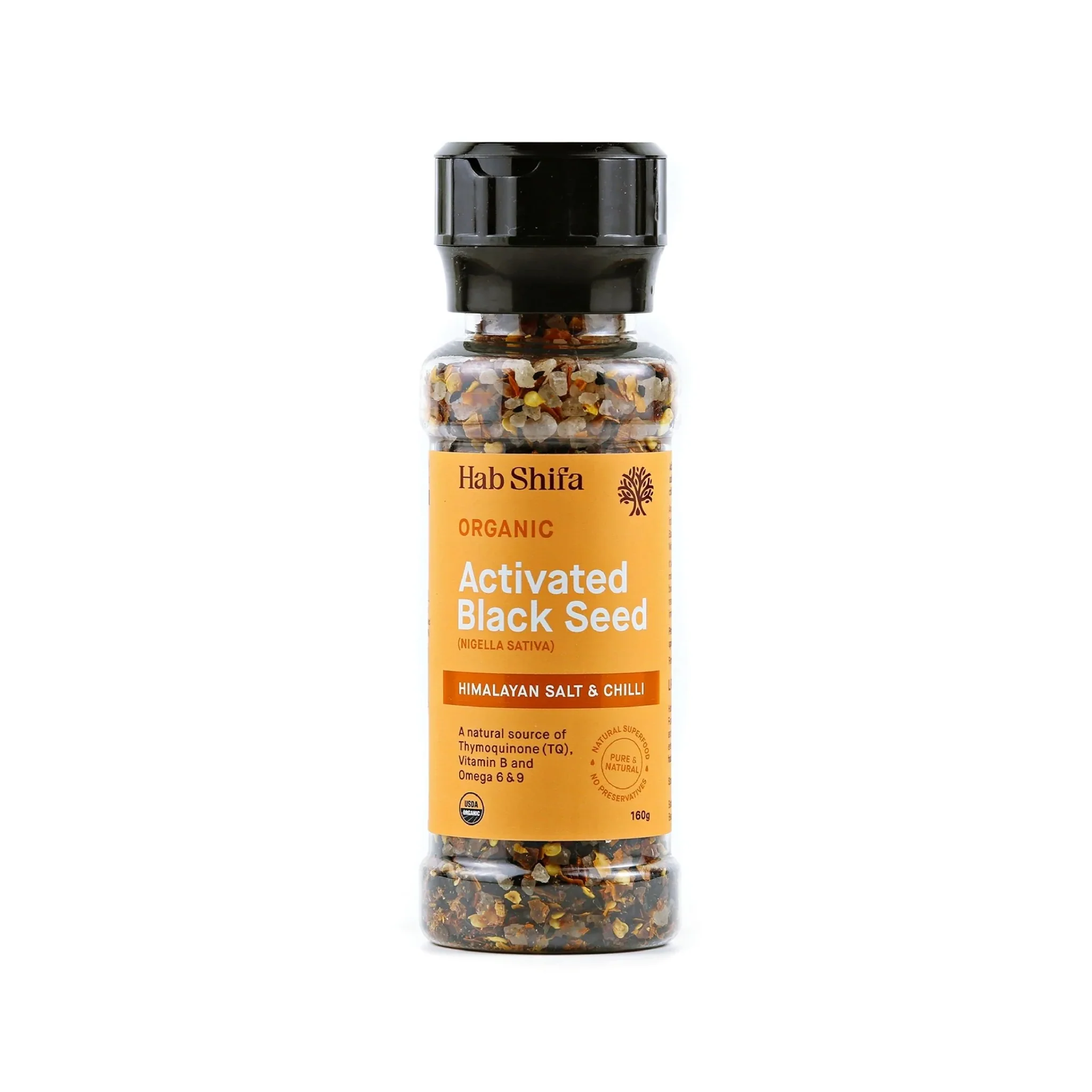 Hab Shifa Organic Activated Black Seed Grinder 160g, With Himalayan Rock Salt & Chilli - Image 2