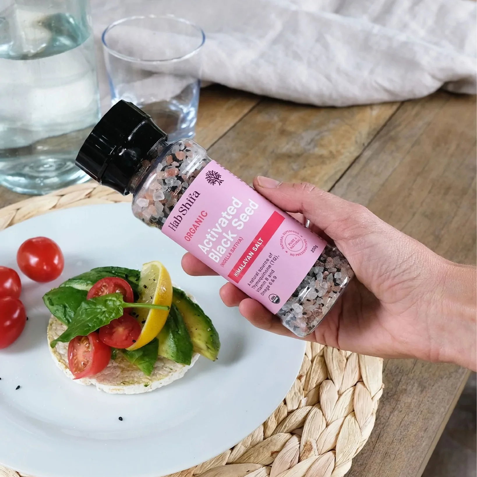 Hab Shifa Organic Activated Black Seed Grinder 200g, With Himalayan Salt