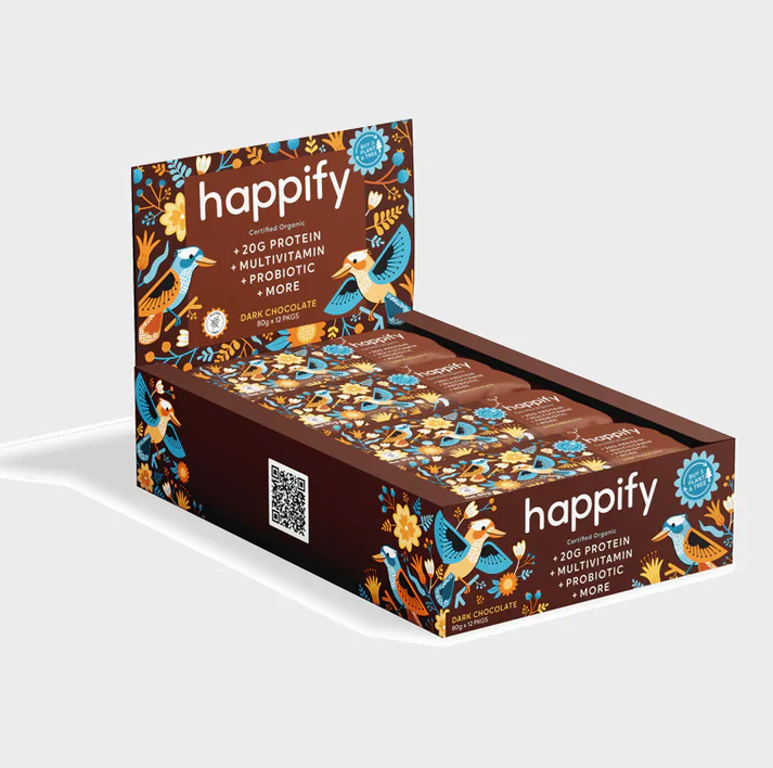 Happify Certified Organic Nutritional Protein Bar 80g, Dark Chocolate Flavour - Image 2