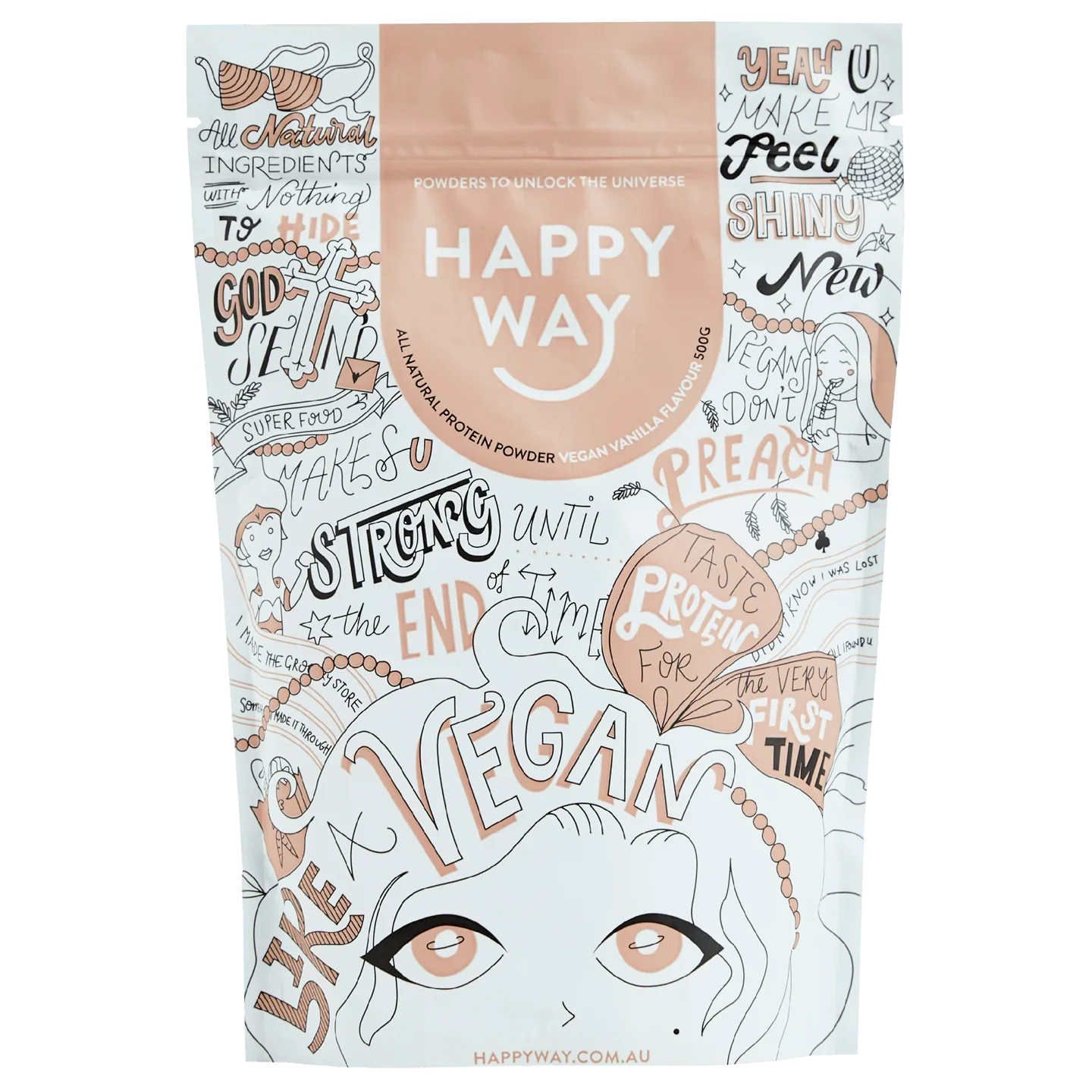 Happy Way Vegan Plant Protein Powder 60g, 500g Or 1Kg, Vanilla Flavour - Image 2