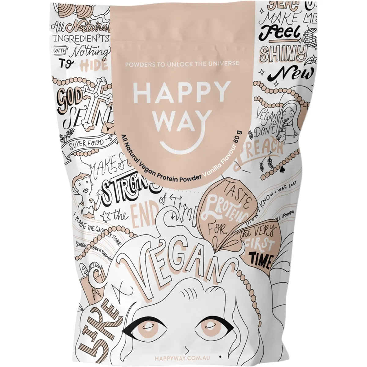 Happy Way Vegan Plant Protein Powder 60g, 500g Or 1Kg, Vanilla Flavour - Image 3