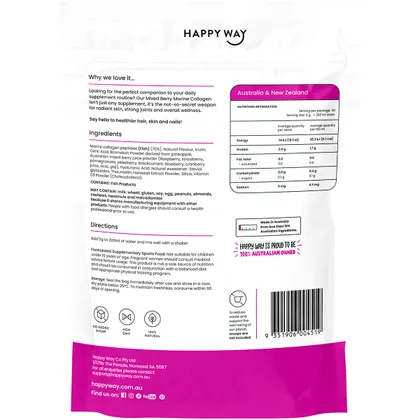 Happy Way Marine Collagen & Vitamin D 250g, Mixed Berry Flavour - Image 2