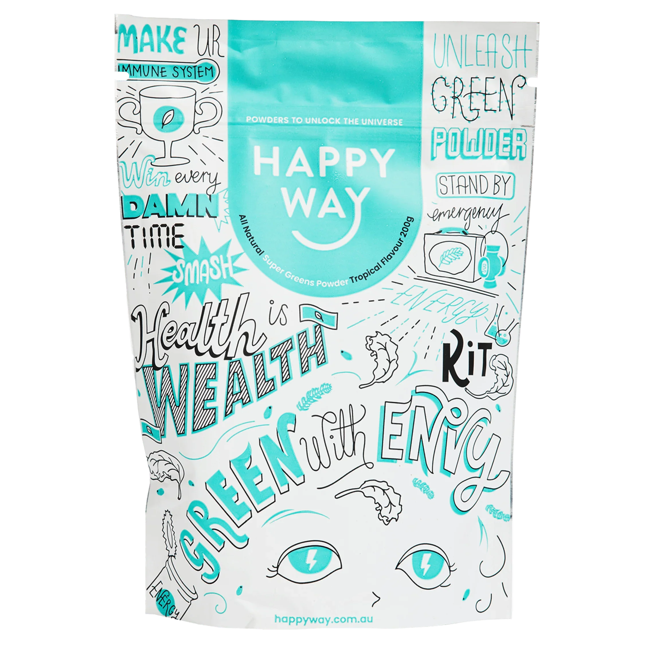 Happy Way Supergreens Powder 200g, Tropical