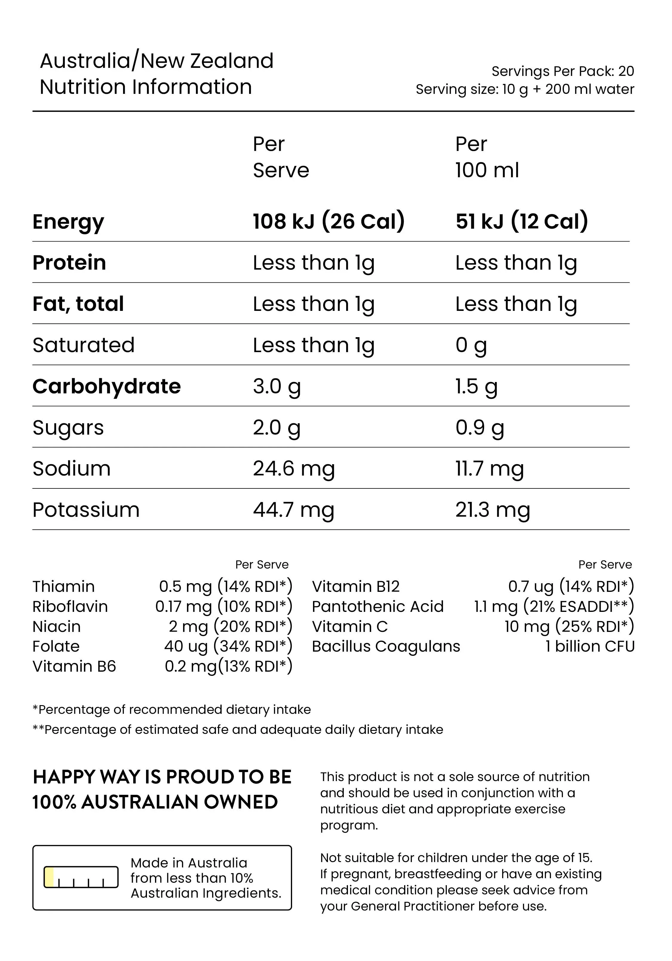 Happy Way Supergreens Powder 200g, Tropical - Image 3