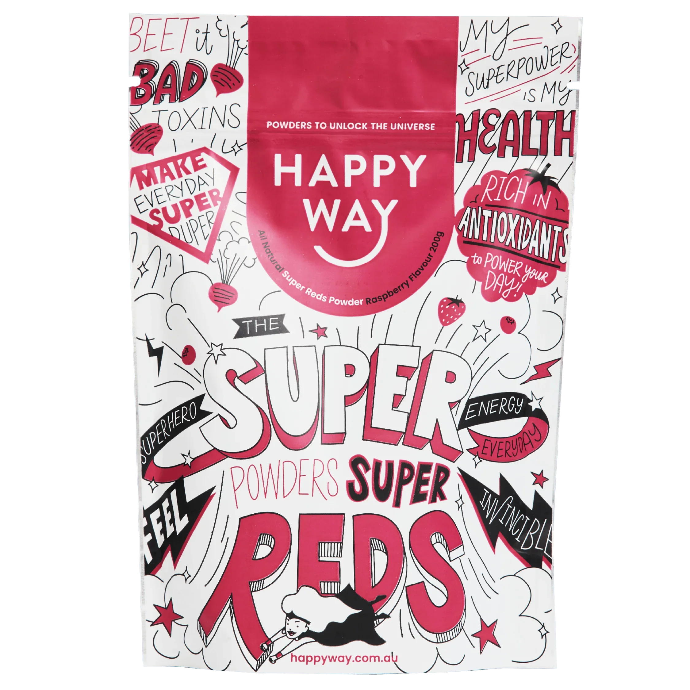 Happy Way Superreds Powder 200g, Raspberry