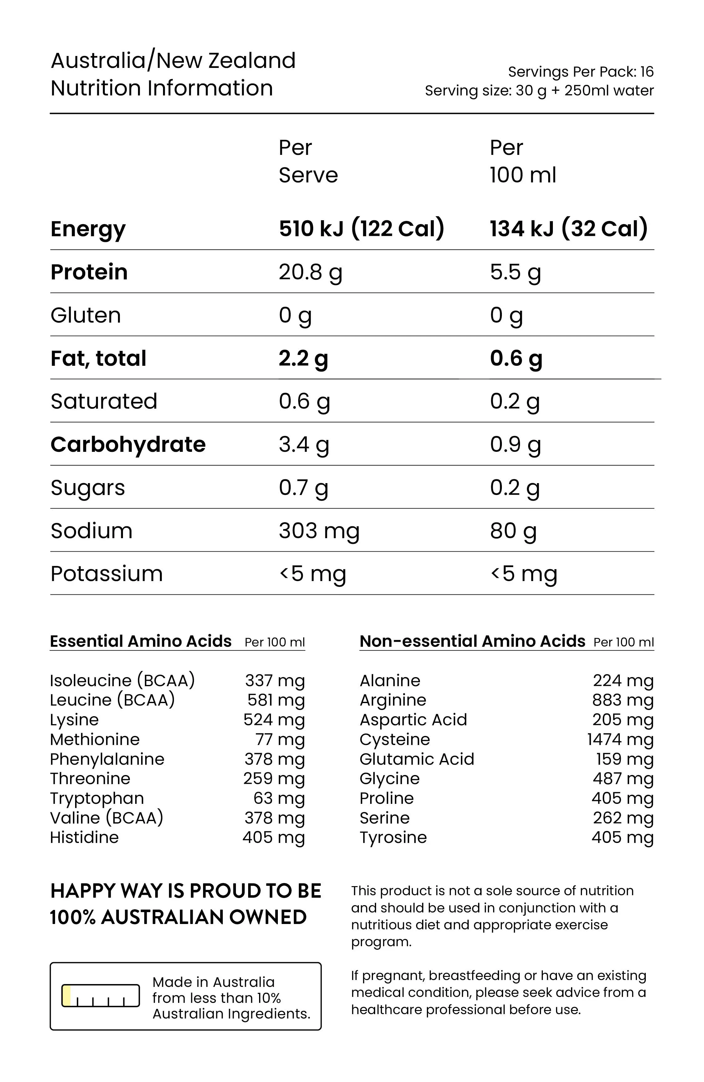 Happy Way Vegan Pea Protein Powder 500g, Caramel Biscuit - Image 3