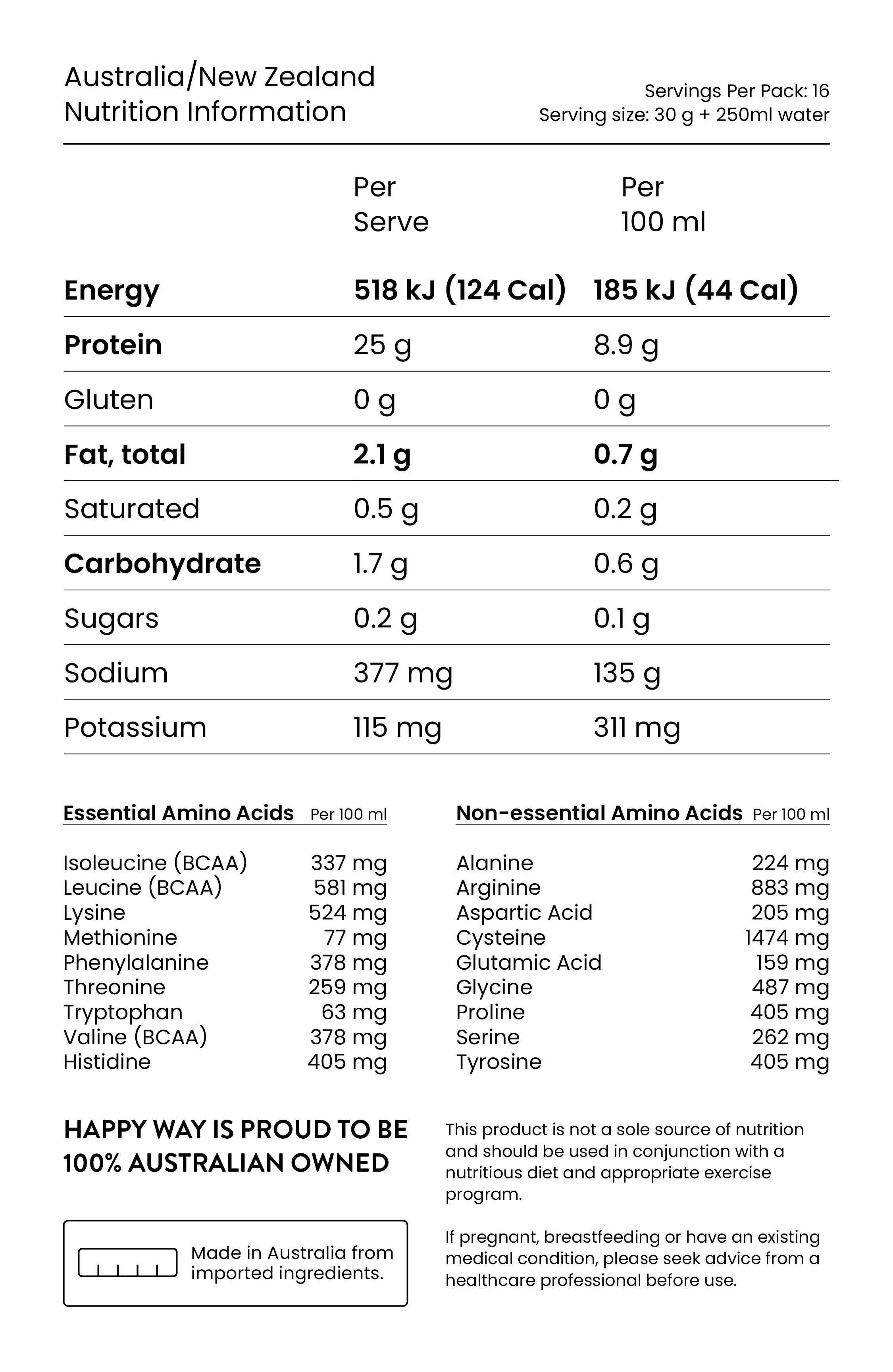 Happy Way Vegan Pea Protein Powder 500g, Flavourless - Image 3