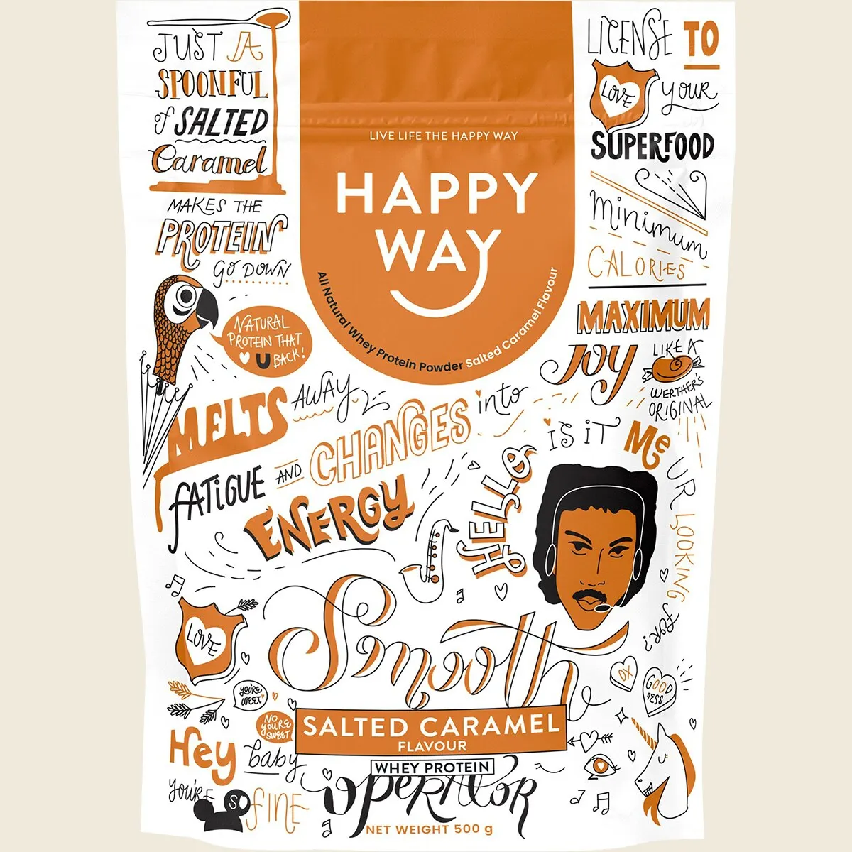 Happy Way Whey Protein Powder 500g, Salted Caramel, Guilt-Free Indulgence