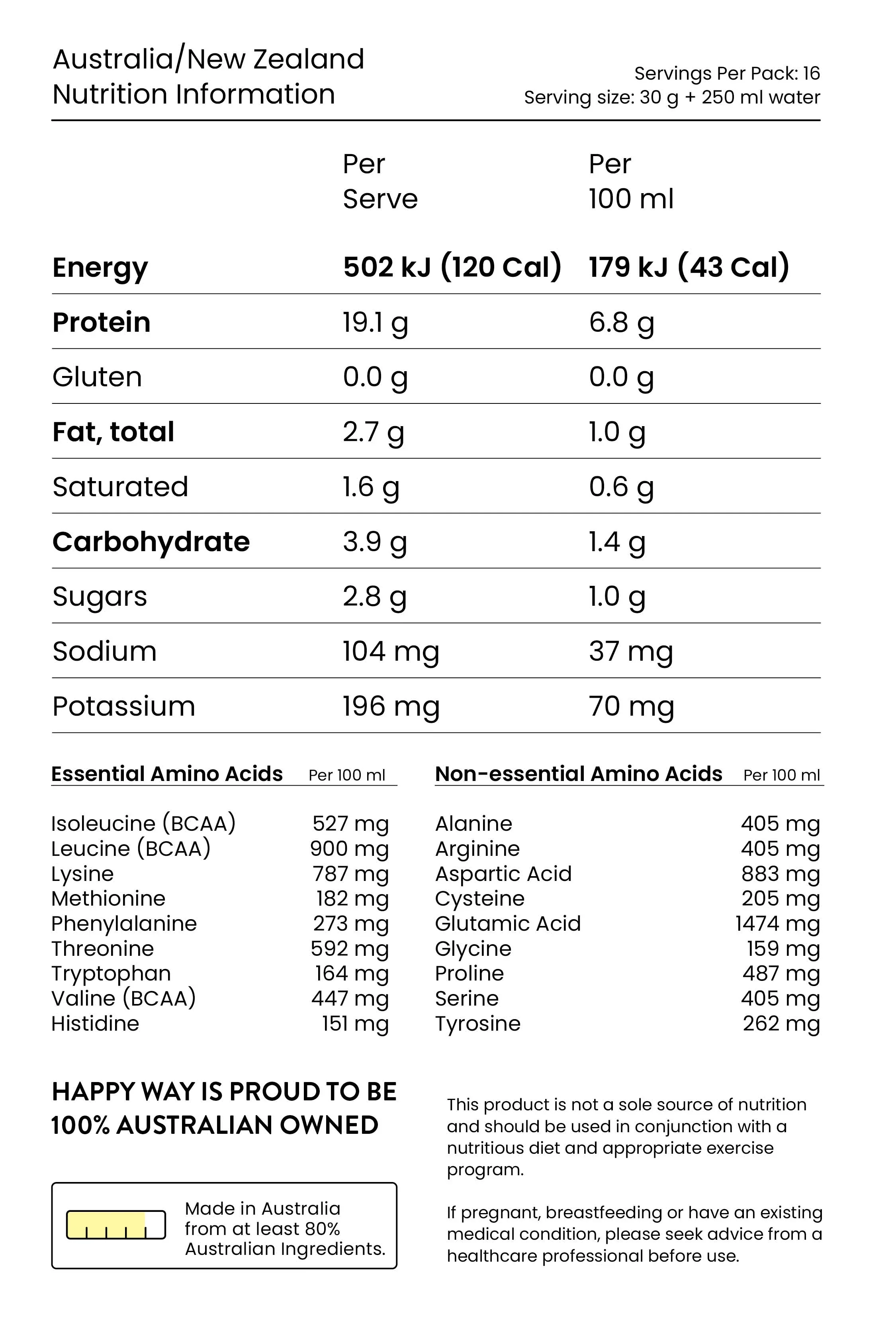 Happy Way Whey Protein Powder 500g, Chocolate Hazelnut Flavour - Image 3