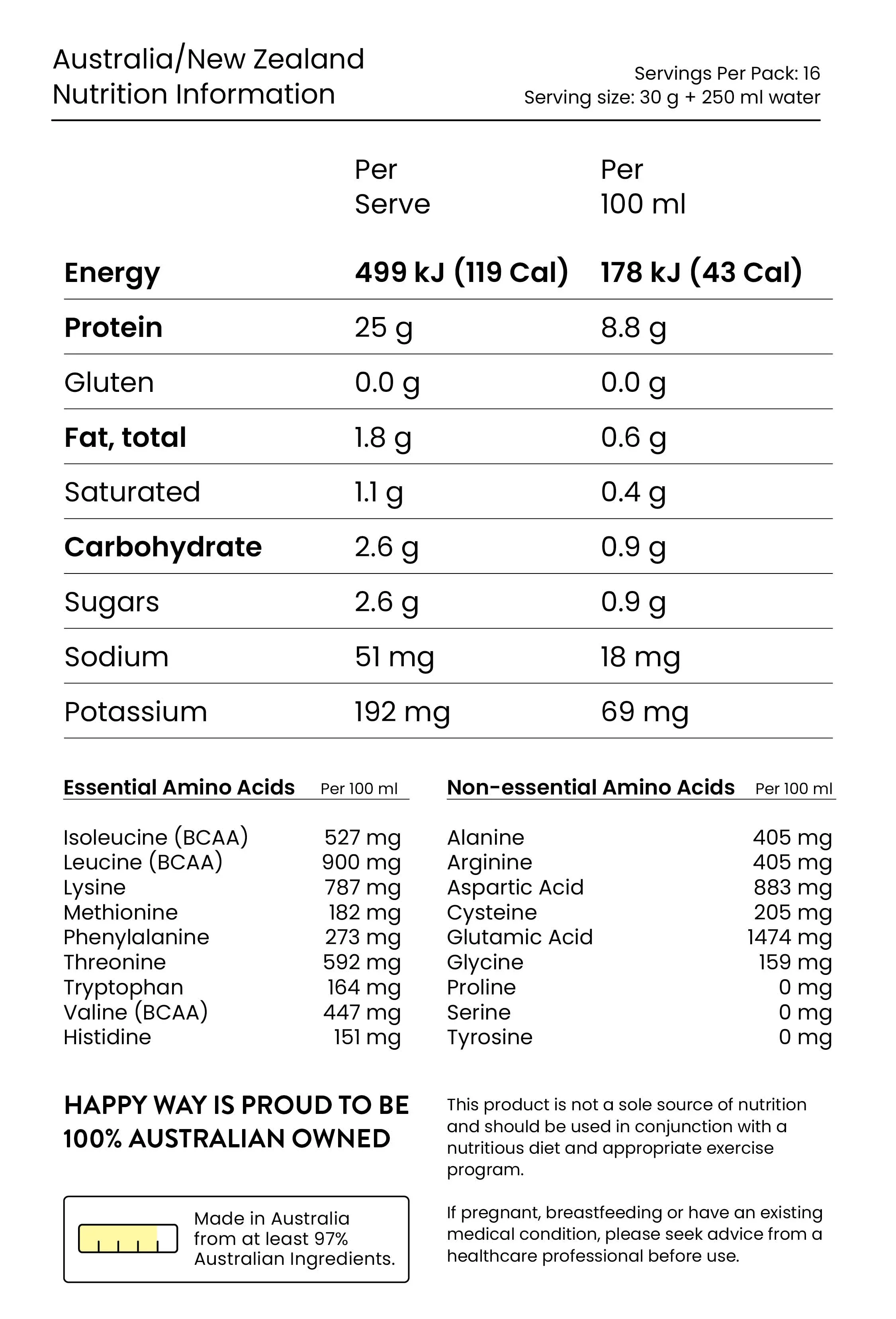 Happy Way Whey Protein Powder 500g, Unflavoured - Image 3
