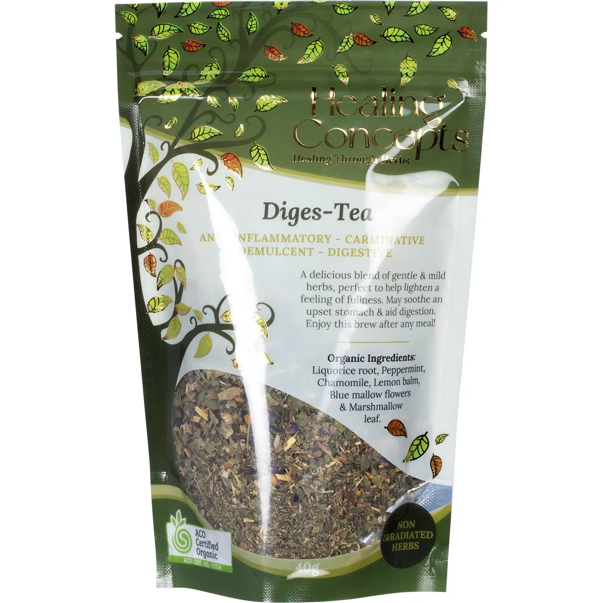 Healing Concepts Certified Organic DigesTea Tea 40g, Aids Bloating