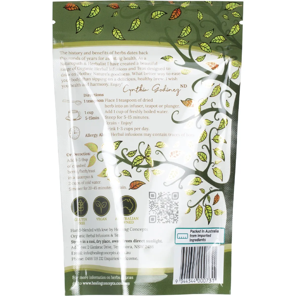 Healing Concepts Certified Organic Echinacea Tea 50g, Natural Antibiotic - Image 2