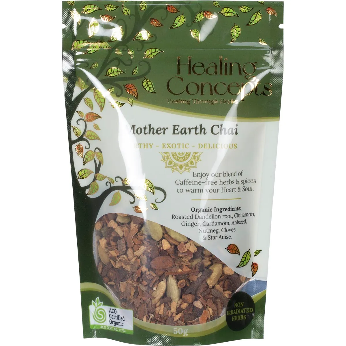 Healing Concepts Certified Organic Mother Earth Chai Tea 50g, Warm Your Heart & Soul