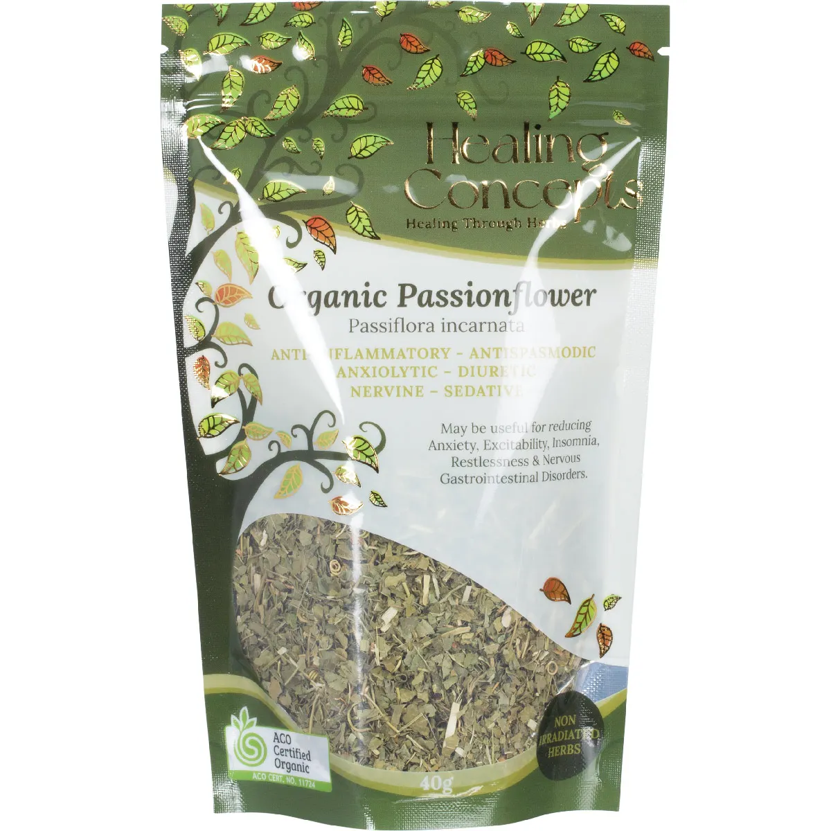 Healing Concepts Certified Organic Passionflower Tea 40g, For Restlessness & Insomnia
