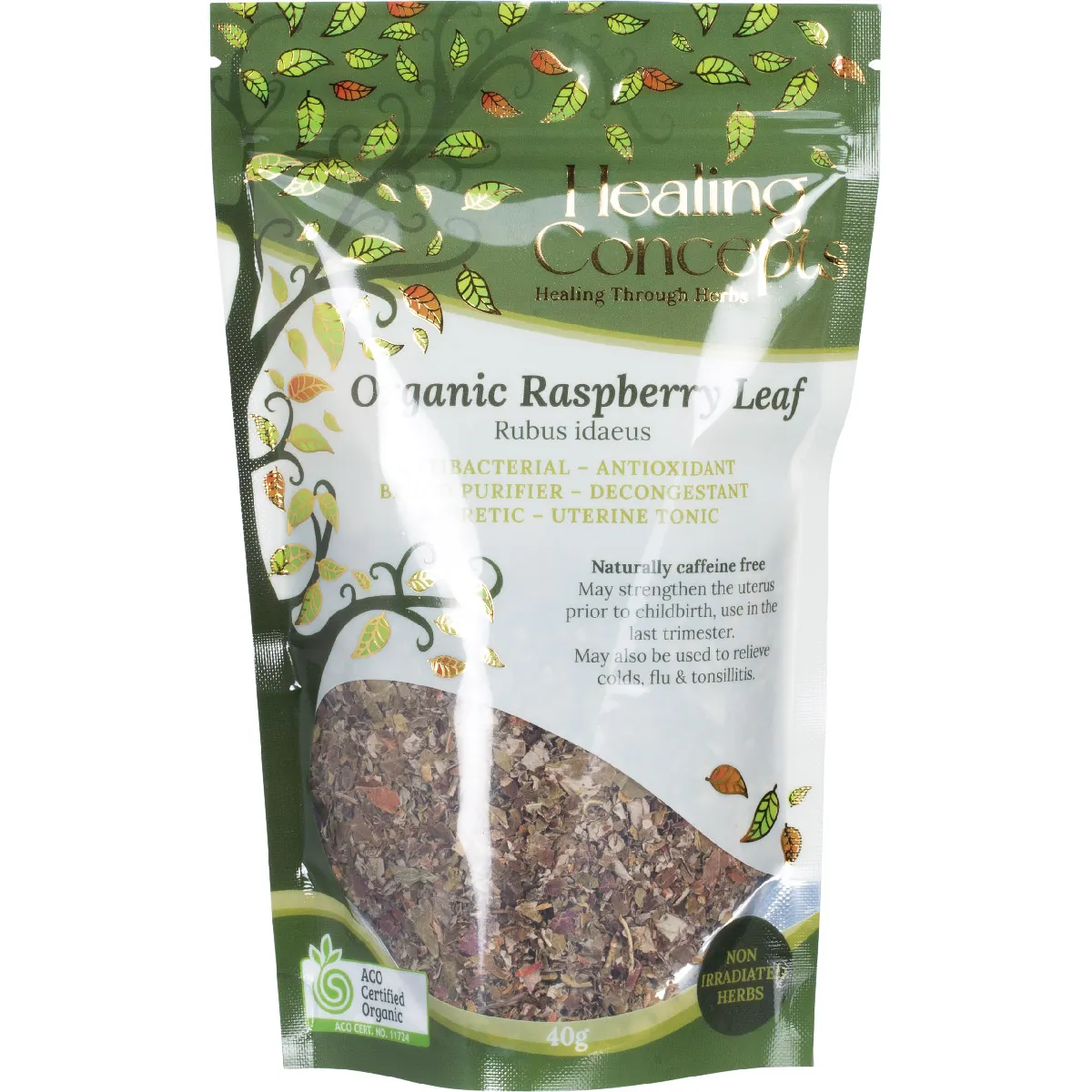 Healing Concepts Certified Organic Raspberry Leaf Tea 40g, Feed Your Complexion & Skin
