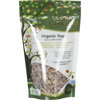 Healing Concepts Certified Organic Sage Tea 40g, Antiseptic & Anti-inflammatory