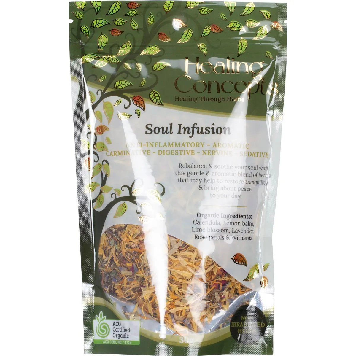 Healing Concepts Certified Organic Soul Infusion Tea 30g, Rebalance & Sooth Your Soul