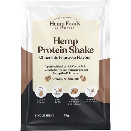 Hemp Foods Australia Organic Hemp Protein Shake 35g Or 420g, Chocolate Espresso Flavour
