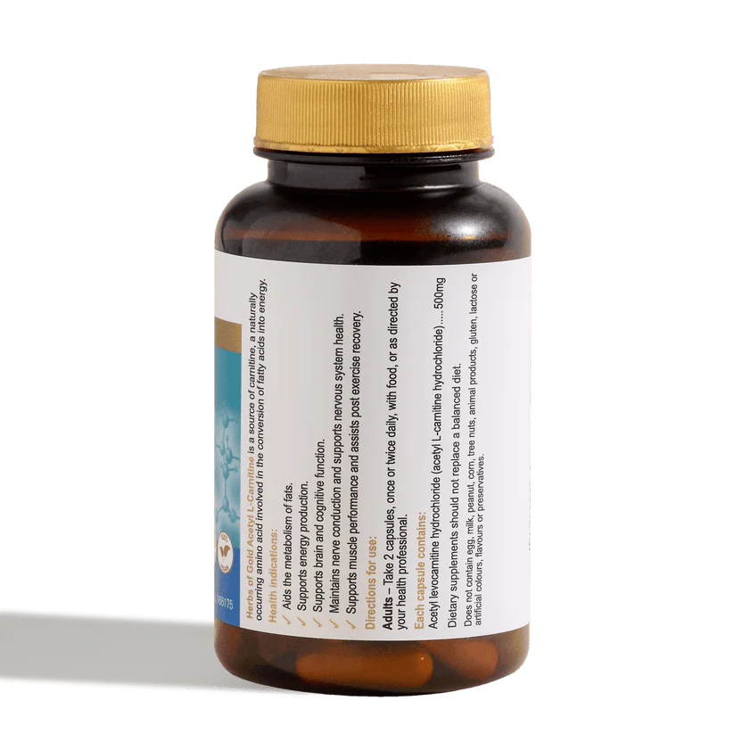 Herbs Of Gold Acetyl L-Carnitine, 60 Or 120 VegeCapsules (Vegan) - Image 4
