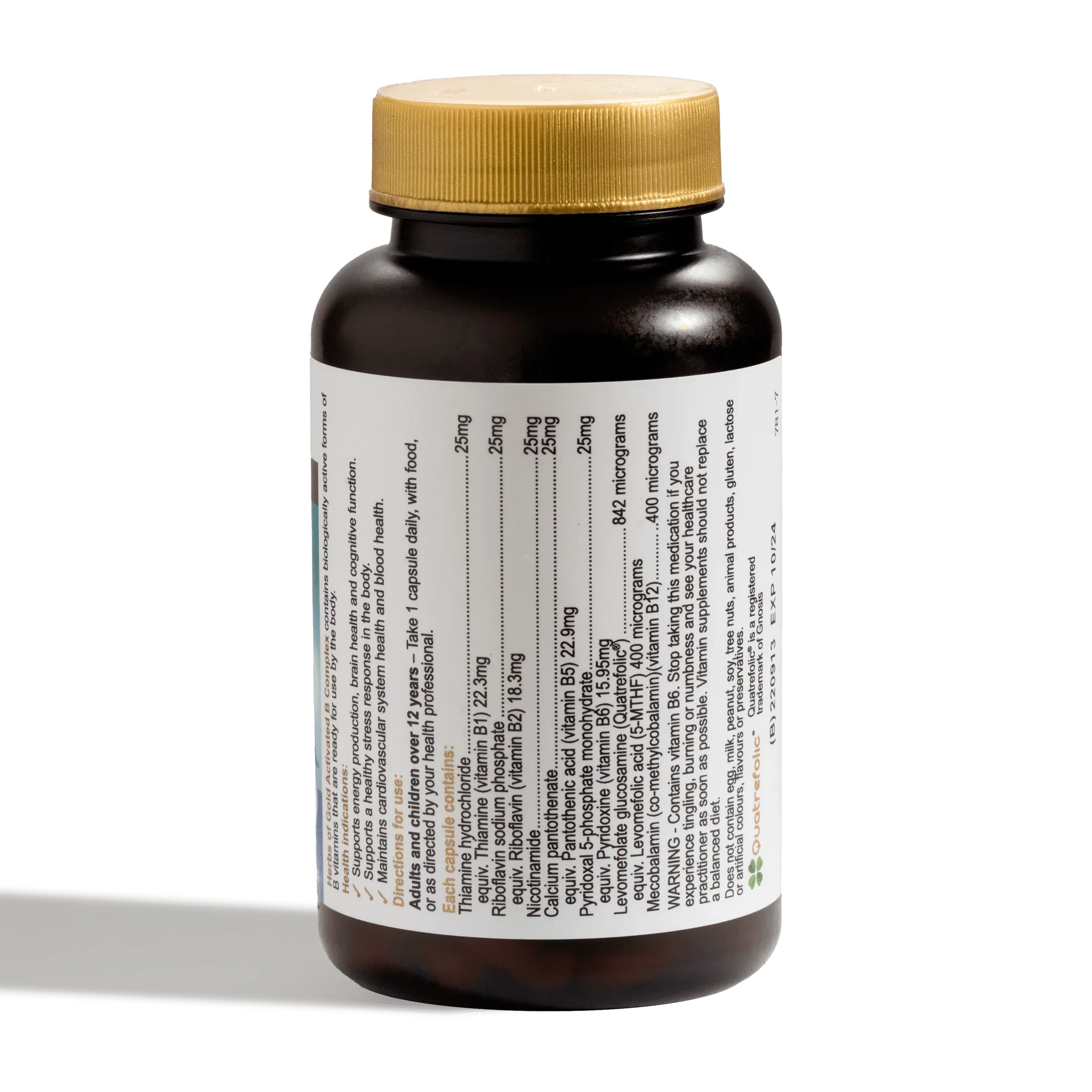 Herbs Of Gold Activated B Complex, 30 Or 60 VegeCapsules (Vegan) - Image 5