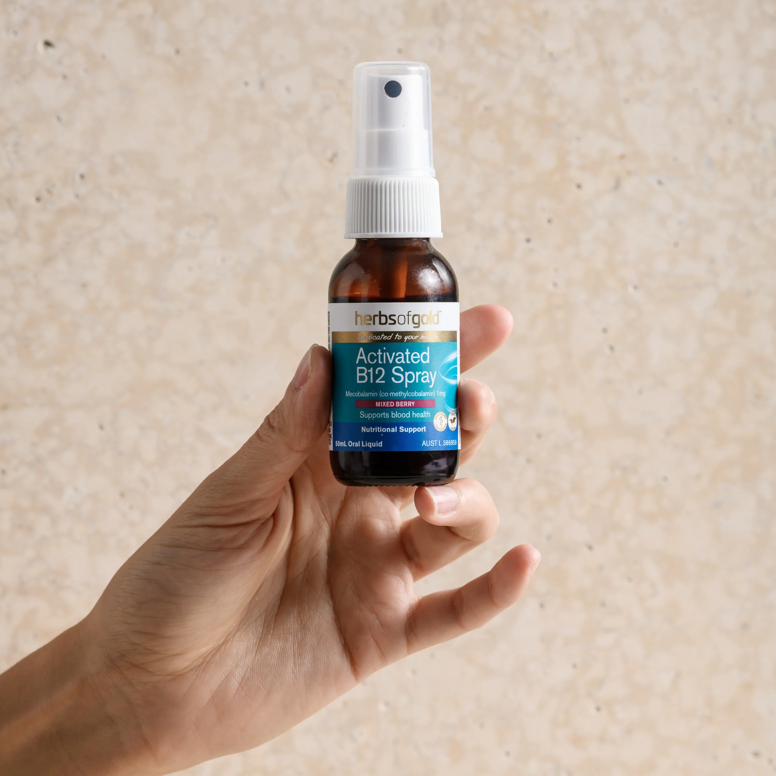Herbs Of Gold Activated B12 Spray, 50ml For Your Cardiovascular & Brain Health - Image 2
