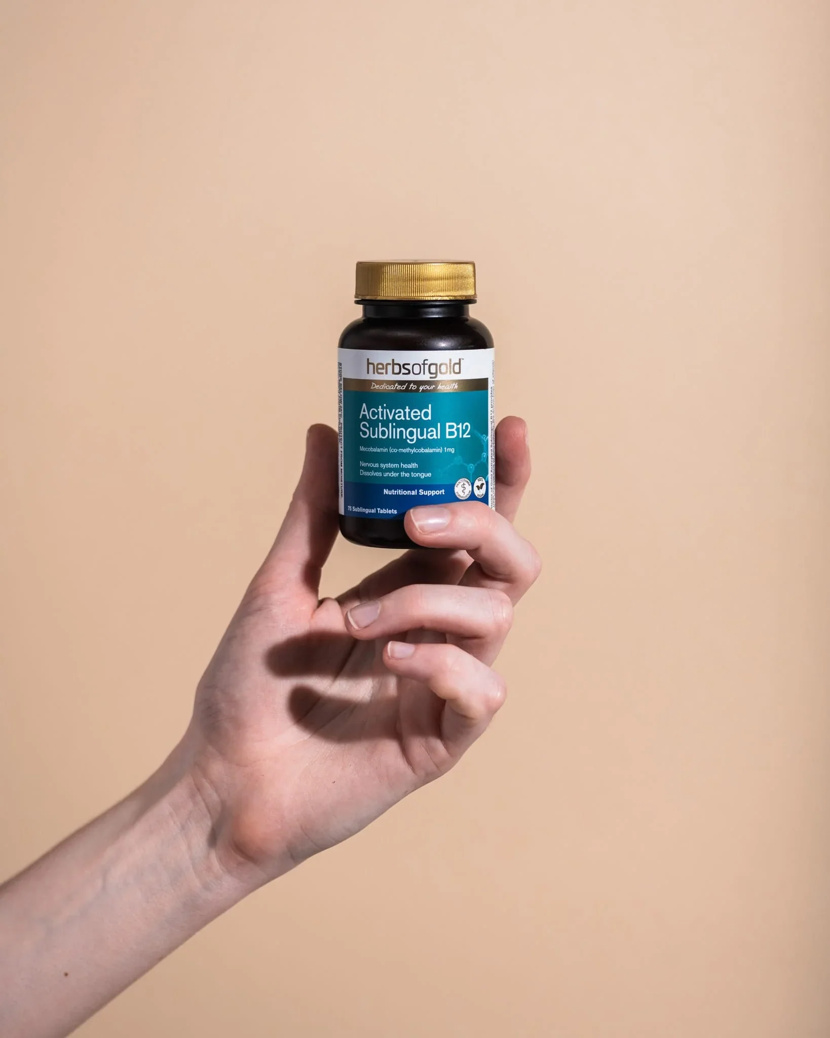 Herbs Of Gold Activated Sublingual B12, 75 Tablets (Vegan) - Image 3