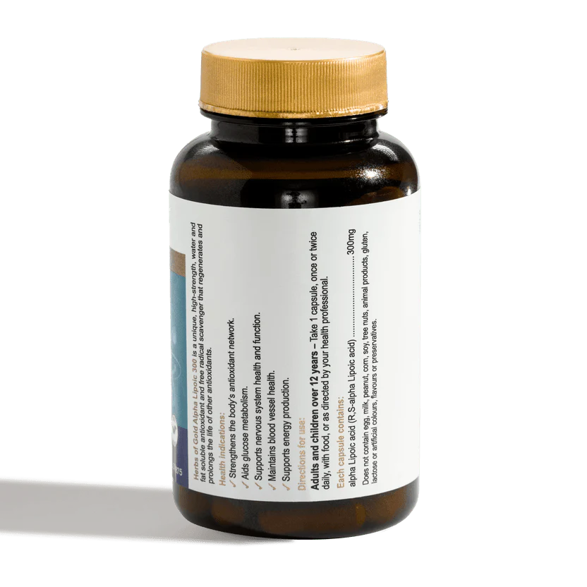 Herbs Of Gold Alpha Lipoic 300, 60 Or 120 VegeCapsules (Vegan) - Image 3