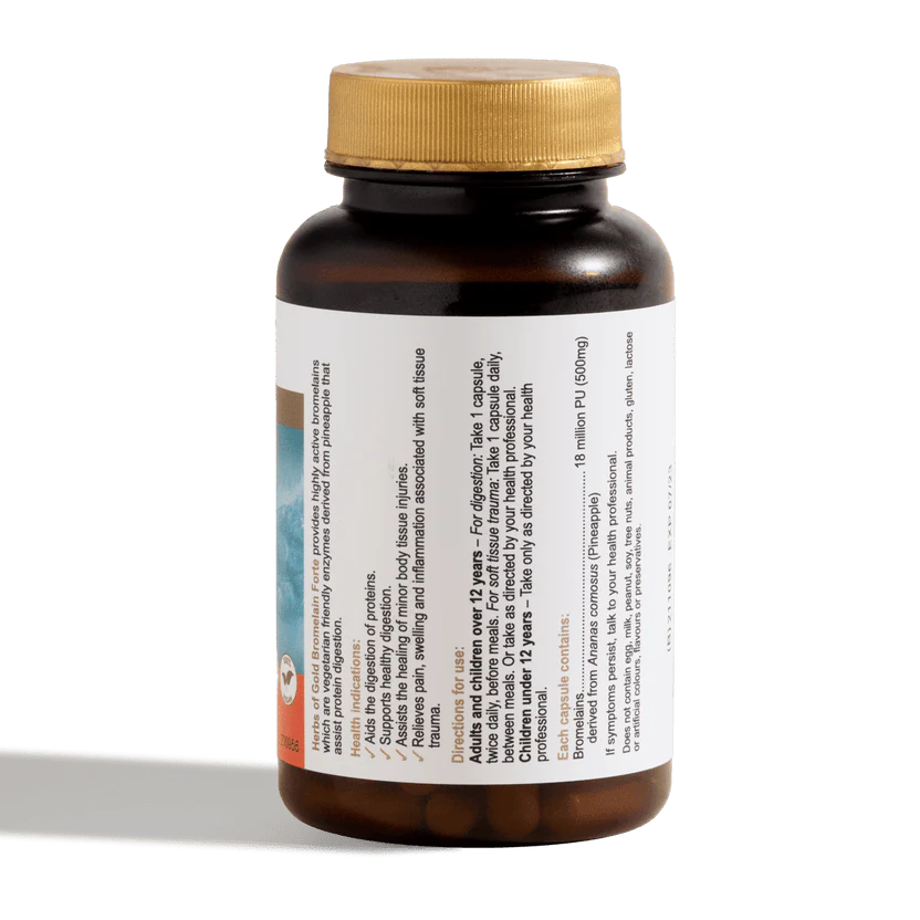 Herbs Of Gold Bromelain Forte, 60 VegeCapsules (Vegan) - Image 4
