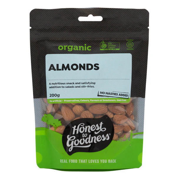 Honest To Goodness Certified Organic Almonds 200g, 500g Or 1Kg, Unroasted & Unsalted