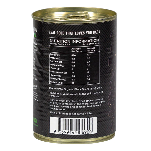 Honest To Goodness Black Beans 400g, No Added Salt & Australian Certified Organic - Image 2
