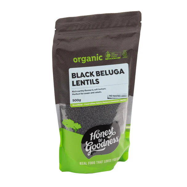Honest To Goodness Certified Organic Black Beluga Lentils 500g, Rich Earthy Flavour - Image 3