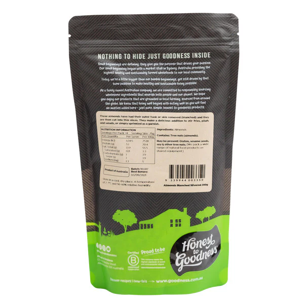 Honest To Goodness Blanched Slivered Almonds 350g, Australian Almonds - Image 2