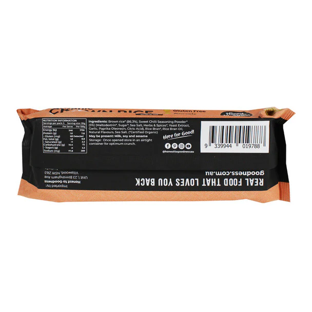 Honest To Goodness Sweet Chili Brown Rice Crackers 100g, Snack On The Go! - Image 3