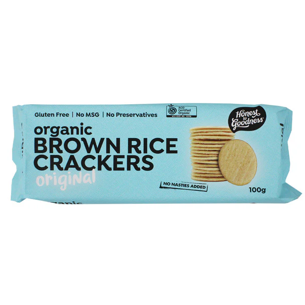 Honest To Goodness Original Brown Rice Crackers 100g, Nutritious & Certified Organic