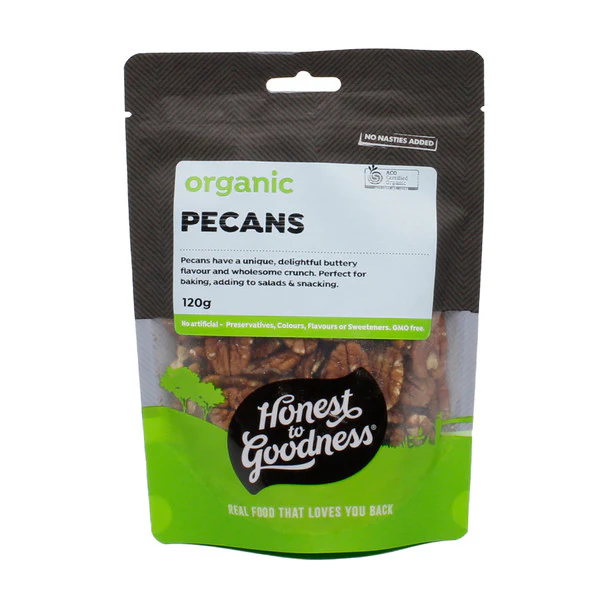 Honest To Goodness Certified Organic Pecans 120g, Wholesome Crunch