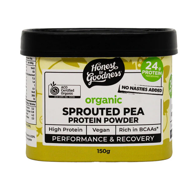 Honest To Goodness Certified Organic Sprouted Pea Protein Powder 150g, Performance & Recovery