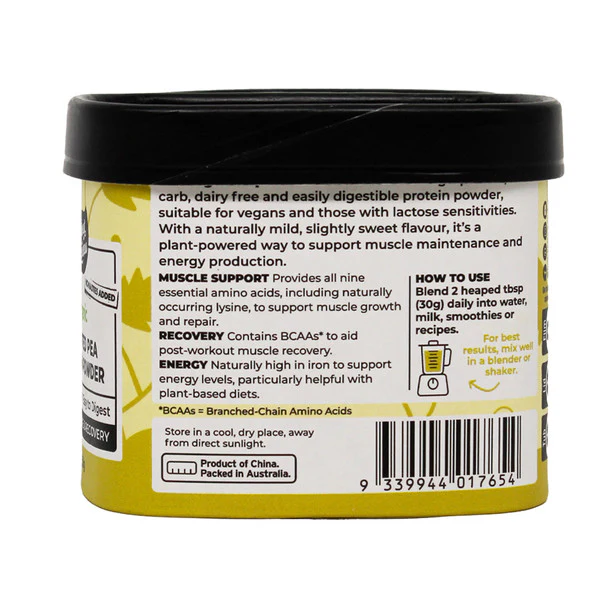 Honest To Goodness Certified Organic Sprouted Pea Protein Powder 150g, Performance & Recovery - Image 2