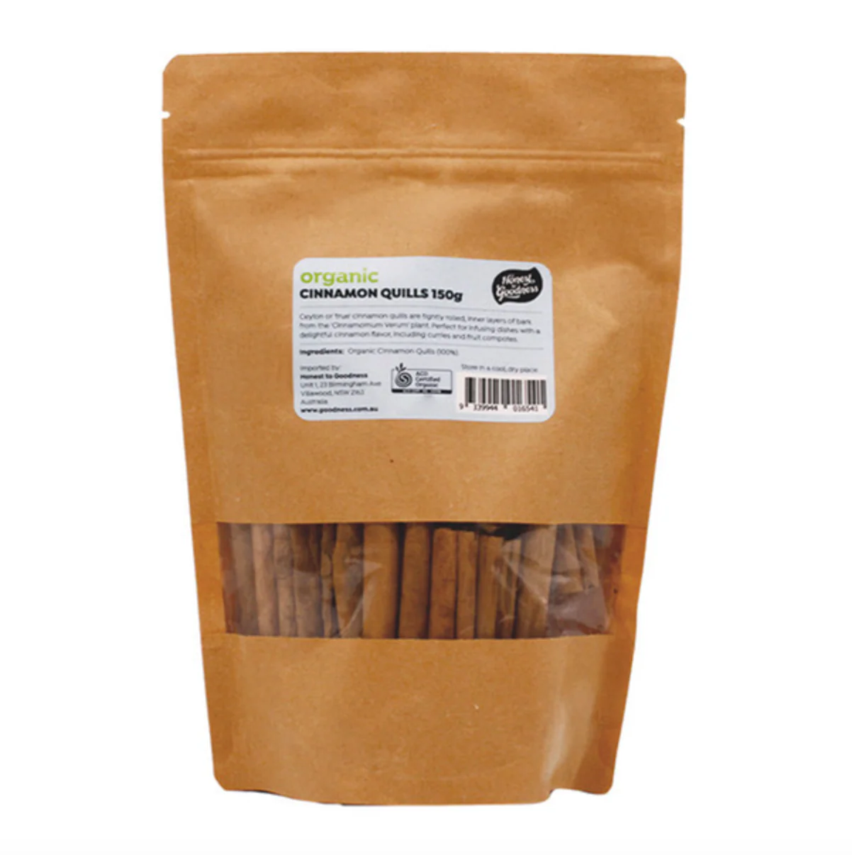 Honest To Goodness Cinnamon Quills 150g, Australian Certified Organic