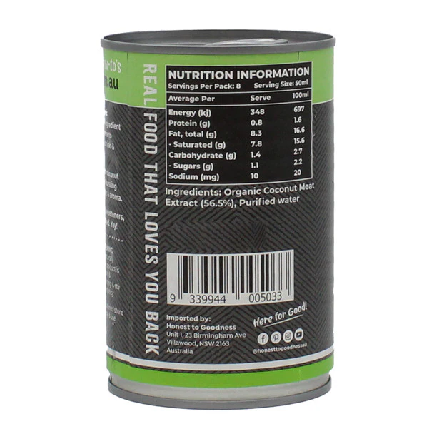 Honest To Goodness Certified Organic Coconut Milk 400mL, BPA Free Lining - Image 2