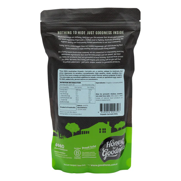 Honest To Goodness Greek Currants 500g, Australian Certified Organic - Image 2
