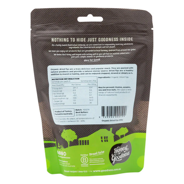 Honest To Goodness Whole Dried Turkish Figs 200g, Australian Certified Organic - Image 2