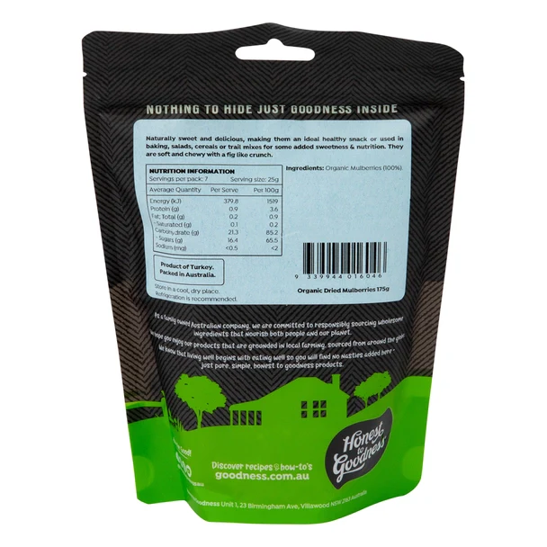 Honest To Goodness Dried Mulberries 175g Or 750g, Australian Certified Organic - Image 3