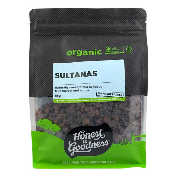 Honest To Goodness Certified Organic Dried Sultanas 200g, 500g Or 1Kg, For A Healthy Snack - Image 3
